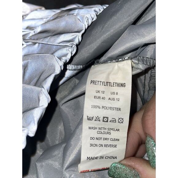 Pretty Little Thing Gray Reflective 1/2 Zip Jacket Women's Size 8 - Picture 5 of 5